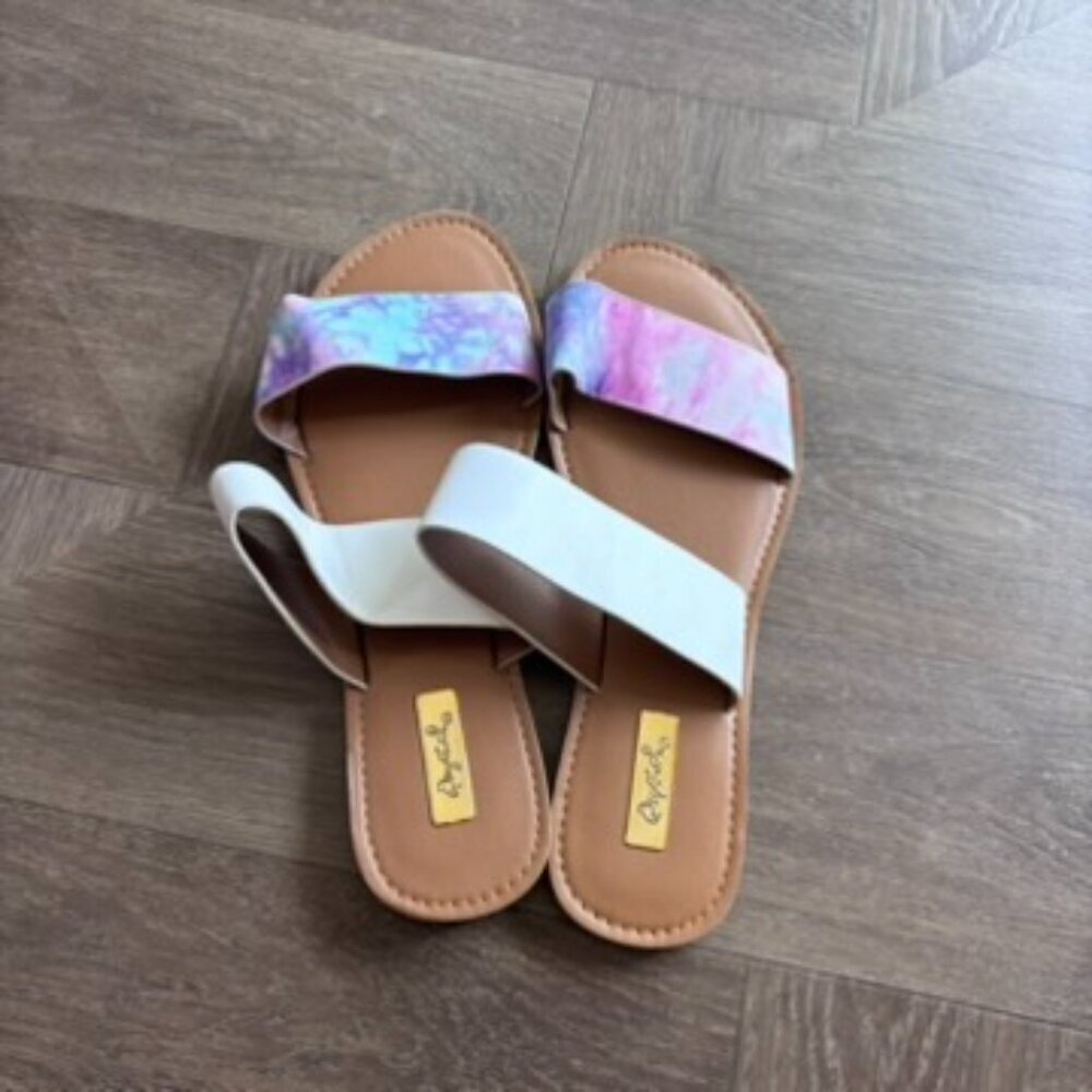 NWT Qupid Athena Sandals- Pink Tie Dye - Picture 4 of 7